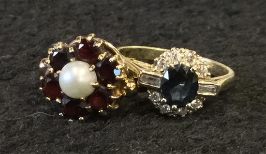 14ct gold and sapphire ring and a 9ct gold gold gem set ring